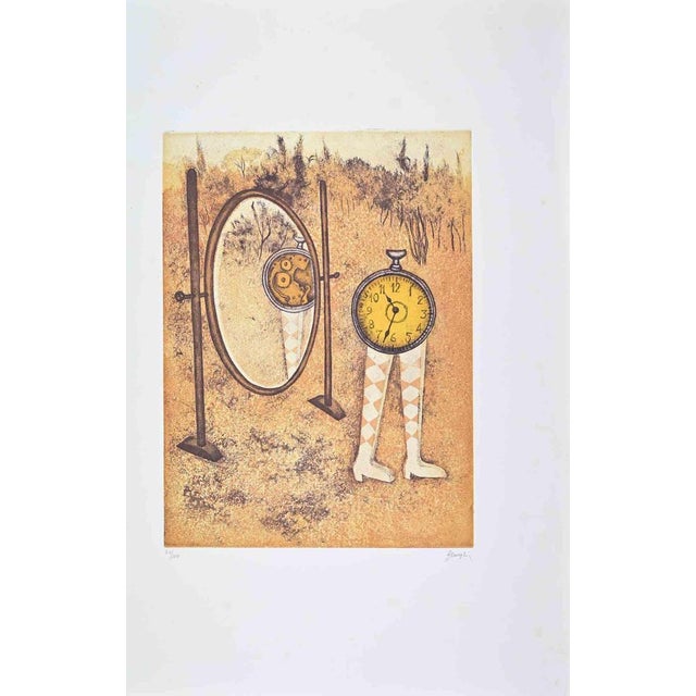 Etching and aquatint on wove paper. Hand signed and numbered in pencil. Edition of 100. Very good condition. A poetic and...