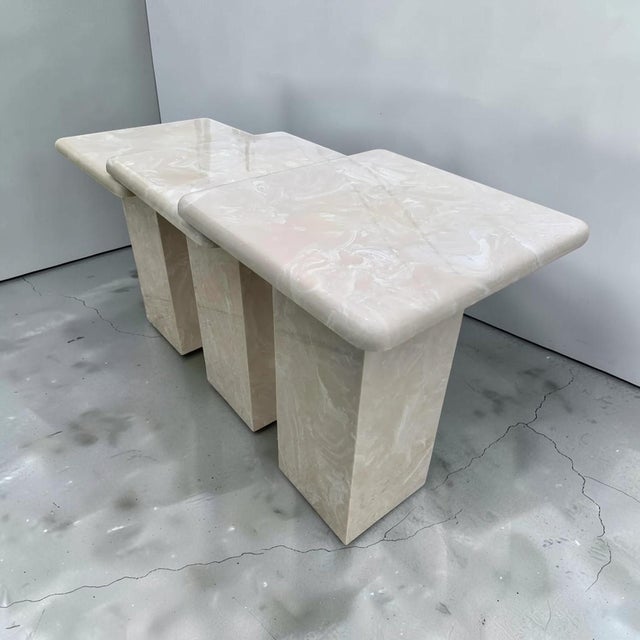 1980s Vintage Tall Marble Nesting Tables For Sale - Image 14 of 18