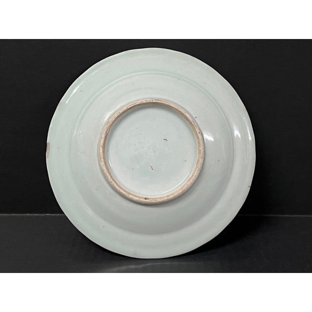 Blue Late 20th Century Chinese Art Porcelain BLue and White Plate With Floral Design For Sale - Image 8 of 8