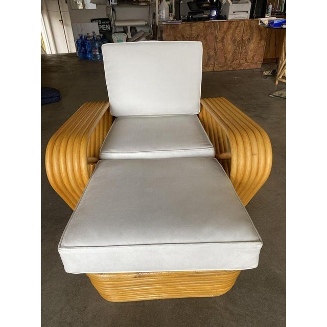 1950s Restored Six-Strand Square Pretzel Rattan Chaise Lounge Chair For Sale In Los Angeles - Image 6 of 12