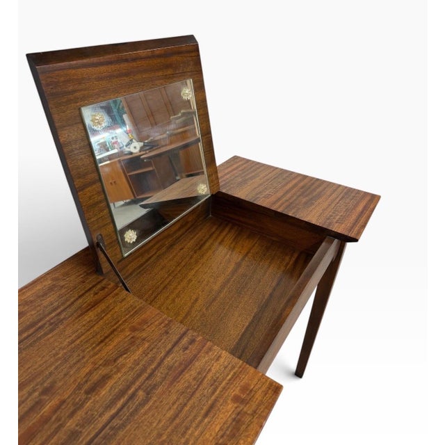 Brown Mid-Century Modern Drexel Perspective for Milo Baughman Walnut Desk Vanity Via For Sale - Image 8 of 11