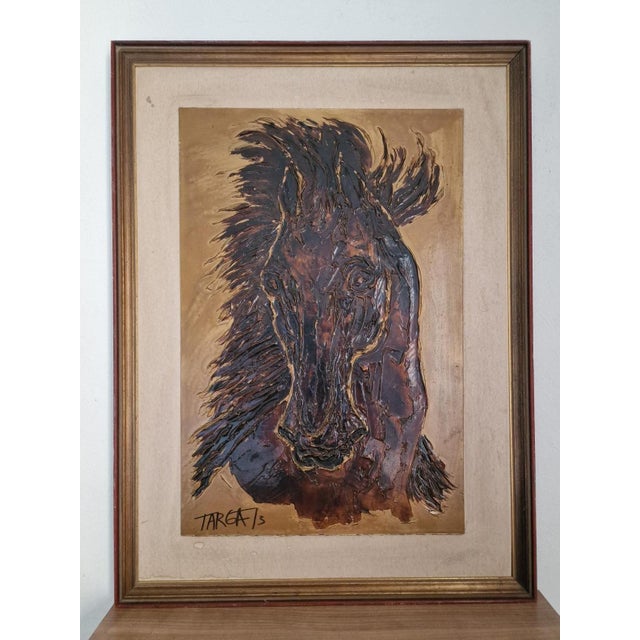Plastic Targa, Vintage Horse Portrait, 1970s, Acrylic Painting For Sale - Image 7 of 7