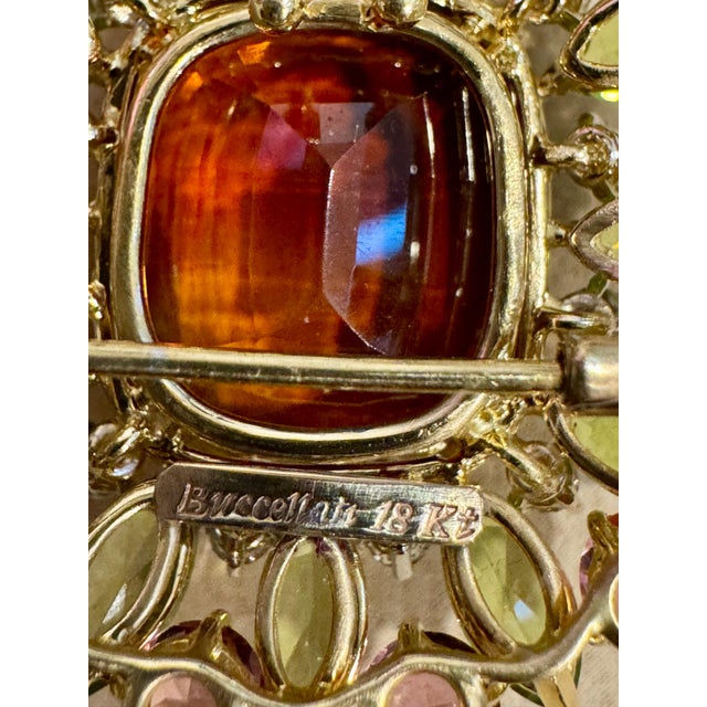 Estate Buccellati GIA Certified Orange Citrine, Diamond Pin/Pendant 18KG 21.8gm For Sale - Image 9 of 18