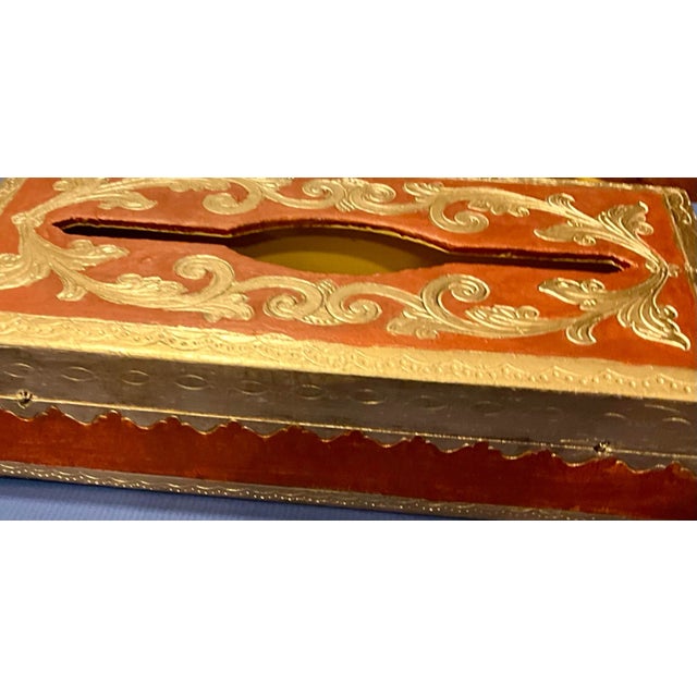 Vintage Embossed Gilt-Wood Decorative Tissue Box For Sale - Image 4 of 6