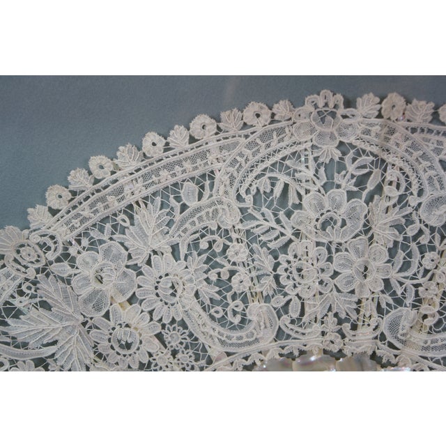 Antique Victorian Mother of Pearl Lace Folding Fan Shadow Box Display 28" For Sale - Image 11 of 13