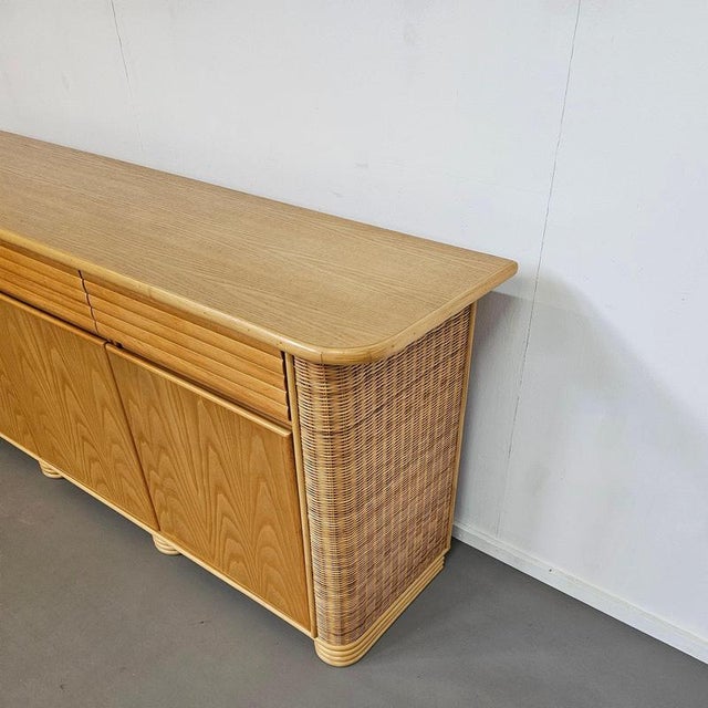 Brown Wood, Bamboo and Rattan Sideboard by Roberti Rattan, 1970s For Sale - Image 8 of 18