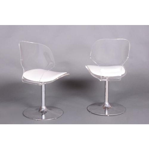 Mid-Century Modern Chairs in Chromed Steel and Acrylic Glass, Czech, 1960s, Set of 2 For Sale - Image 6 of 9