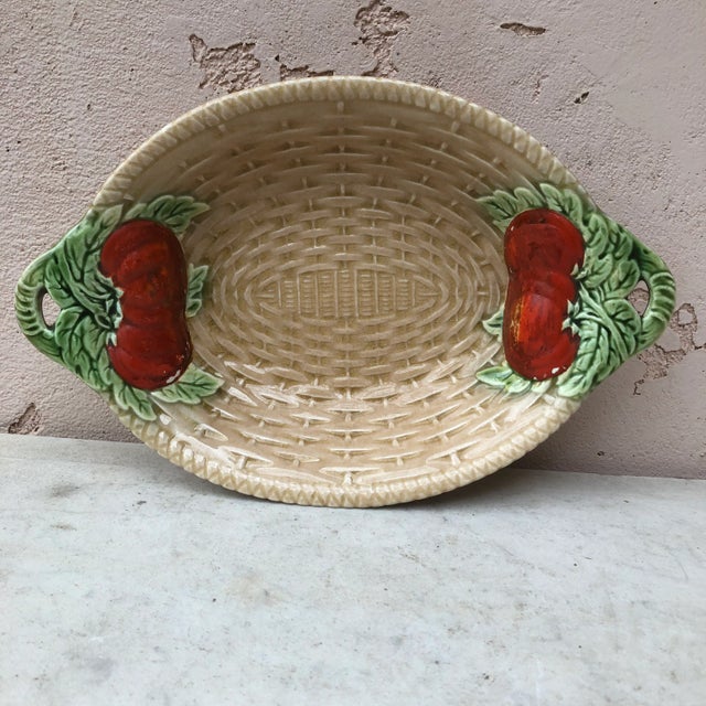 Ceramic C.1930 Majolica Platter Bowl With Tomato Sarreguemines For Sale - Image 7 of 7