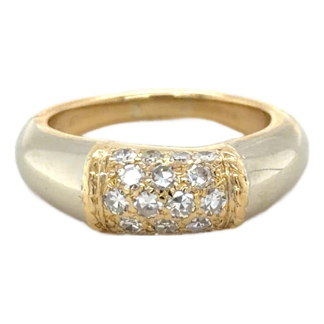 Vintage Van Cleef & Arpels, Diamond "Philippine" Ring, 18k Yellow and White Gold, Size 6.5 For Sale