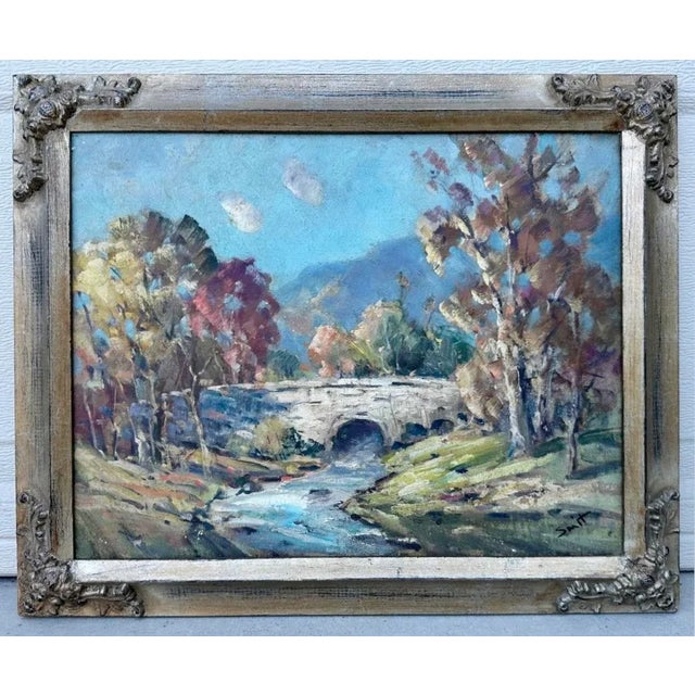 1960s Derk Smit (1889–1985) – Original Oil Landscape Painting Bridge Over Stream For Sale - Image 9 of 12
