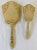 Gold Vintage Victorian Gold Metallic Rose Floral Brush & Handheld Mirror Vanity Set For Sale - Image 8 of 10