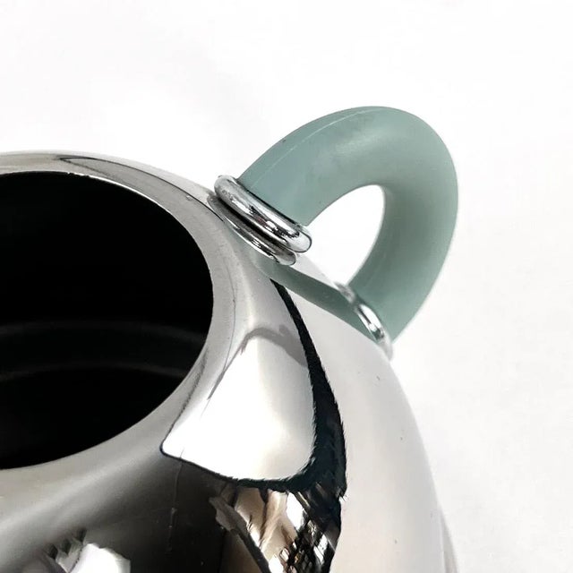 Metal Vintage 2000s Postmodern Wear Stainless Steel Coffee Serving Set With Creamer, Sugar, Spoon, & Round Glass Tray by Michael Graves For Sale - Image 7 of 10