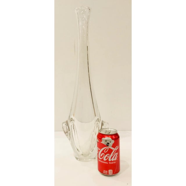 French Modern Vintage Hand Blow Tall Crystal Vase For Sale - Image 4 of 5