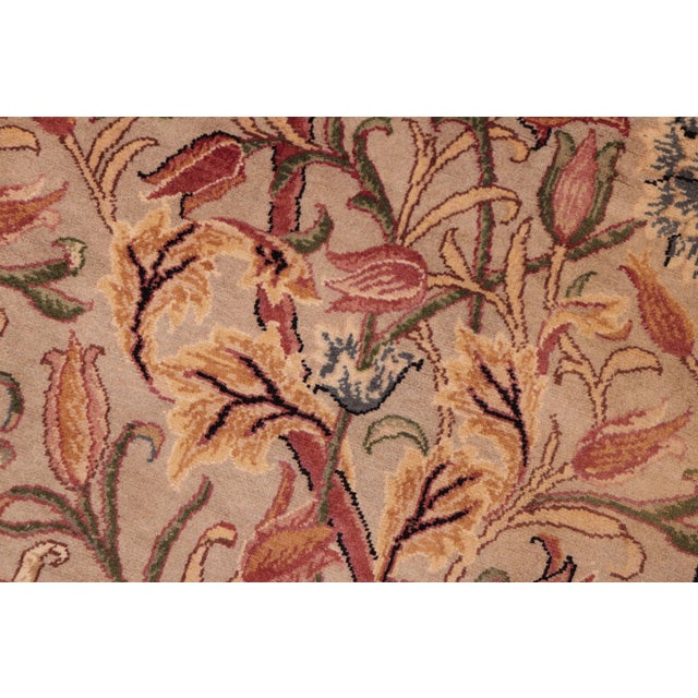 Shabby Chic Floral 1990's Pak-Persian Taupe/Gold Wool Rug - 6'0'' X 9'8'' For Sale - Image 4 of 9