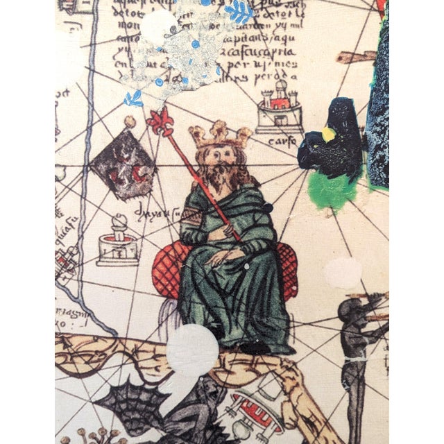 Michael Macedo Meazell "Untitled (Around the World)" Modern Medieval Map Inspired Work on Aluminum, 2012 For Sale - Image 9 of 11