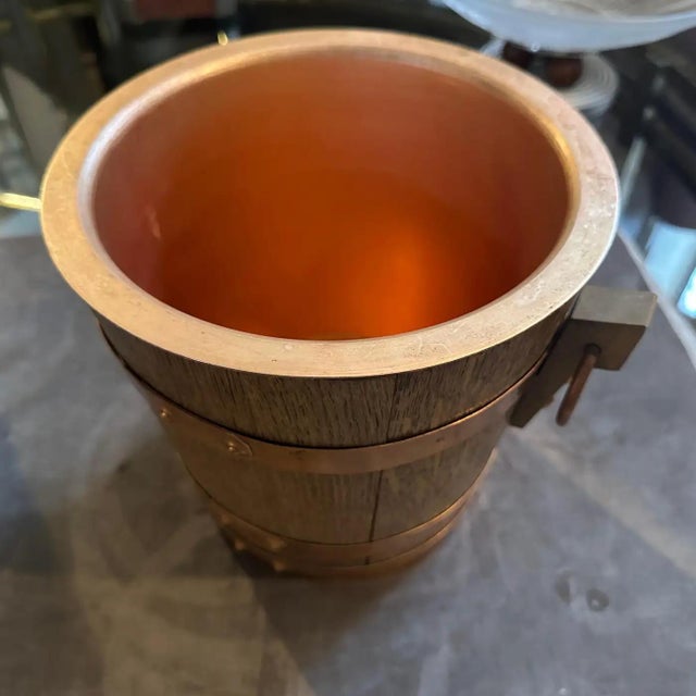 A 1960s Mid-Century Modern Oak and Copper French Wine Cooler For Sale - Image 14 of 14