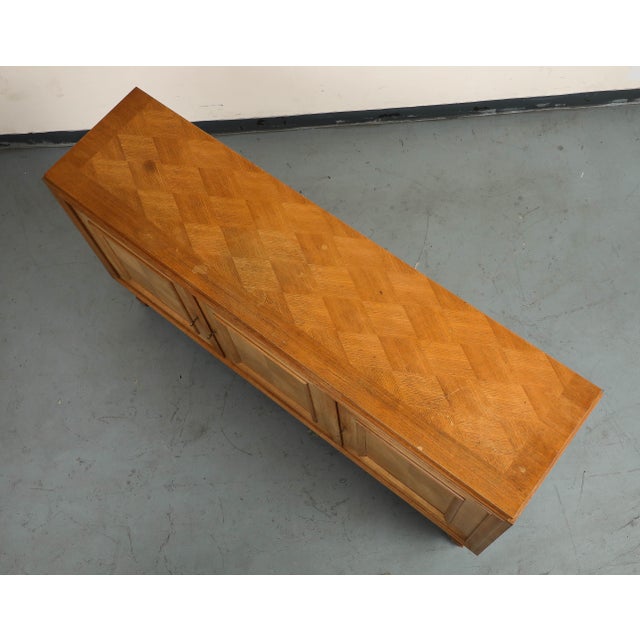 1940s French Art Deco Oak Sideboard, Three-Door Design, Sturdy Storage For Sale - Image 9 of 17