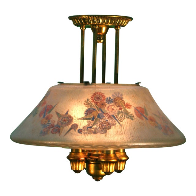 1928 Lightolier Semi-Flush Chandelier For Sale