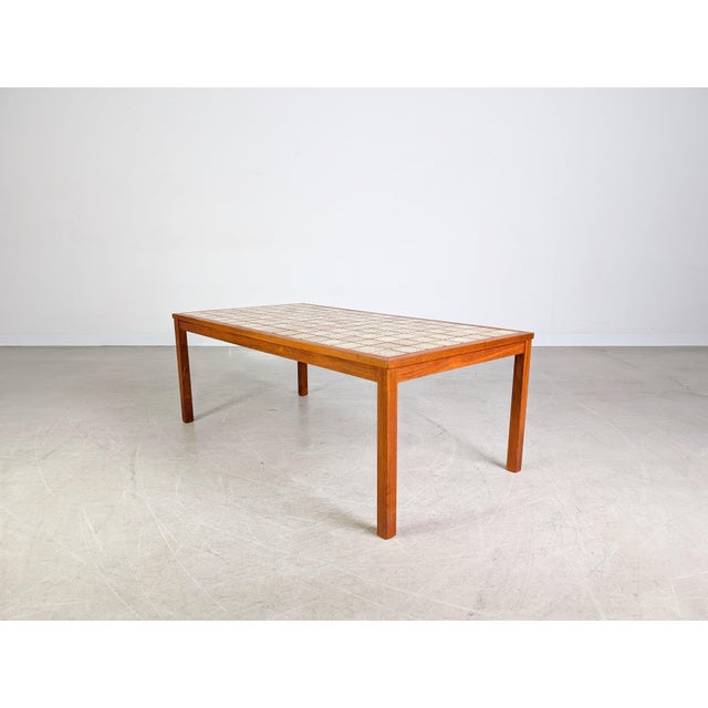 Mid-Century Brutalist Coffee Table in Teak with Ceramic Tiles For Sale - Image 5 of 8
