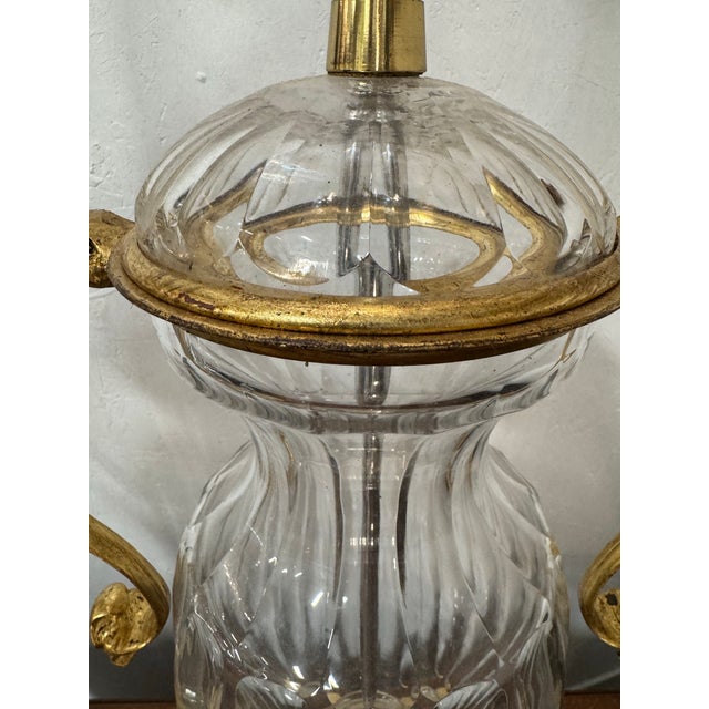 The Marbro Lamp Company 1960s Mabro Lamp Company French Clear Crystal and Gilt Table Lamps -a Pair For Sale - Image 4 of 7