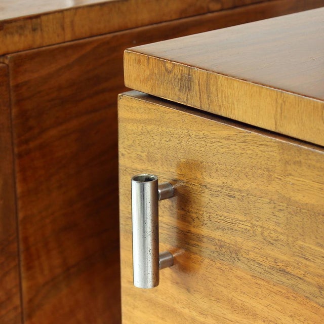 Bedside Tables in Chrome & Walnut by Vichr & Spol for Kovona, Former Czechoslovakia, 1950s, Set of 2 For Sale - Image 16 of 17