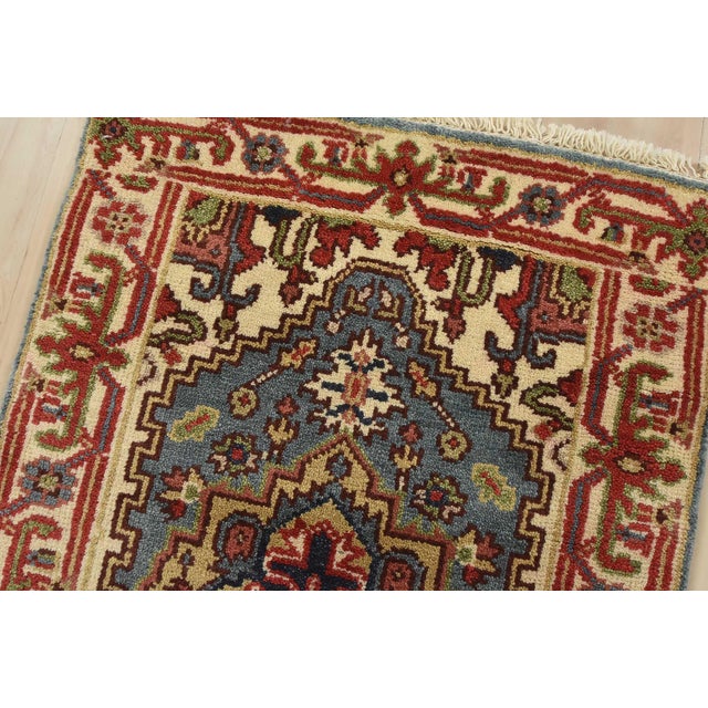 2020s Heriz Runner 2’6” X 6’1” Blue Wool Tribal Hand-Knotted Oriental Rug For Sale - Image 5 of 9