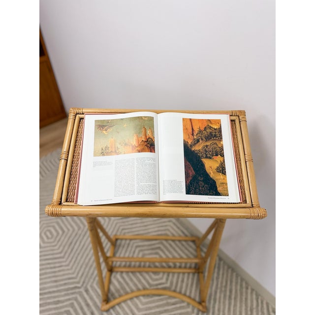 Vintage Rattan Wicker Easel Podium Art Stand Coastal Boho Hollywood Regency For Sale - Image 13 of 13