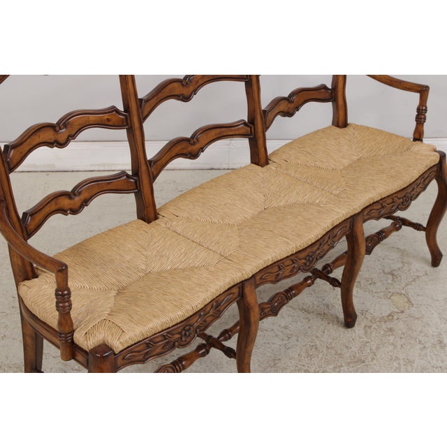 Country French Triple Back Rush Seat Settee For Sale - Image 13 of 18