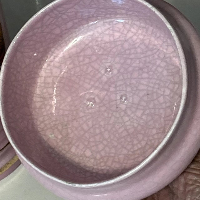 Pink Antique 19th Century Parisian Pharmacy Latin Apothecary Ceramic Jar Set 3 For Sale - Image 8 of 12