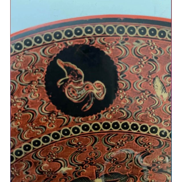 Wood Late 19th Century Burmese Yun Lacquer Plate With Eight Astrological Animals For Sale - Image 7 of 7