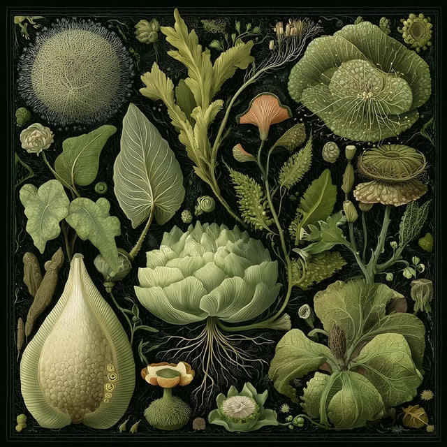 Set of 15 - 90' X 54' Evergreen Organic Modern Gallery Wall Installation Botanical Prints - Dark Green, Unframed For Sale - Image 11 of 17