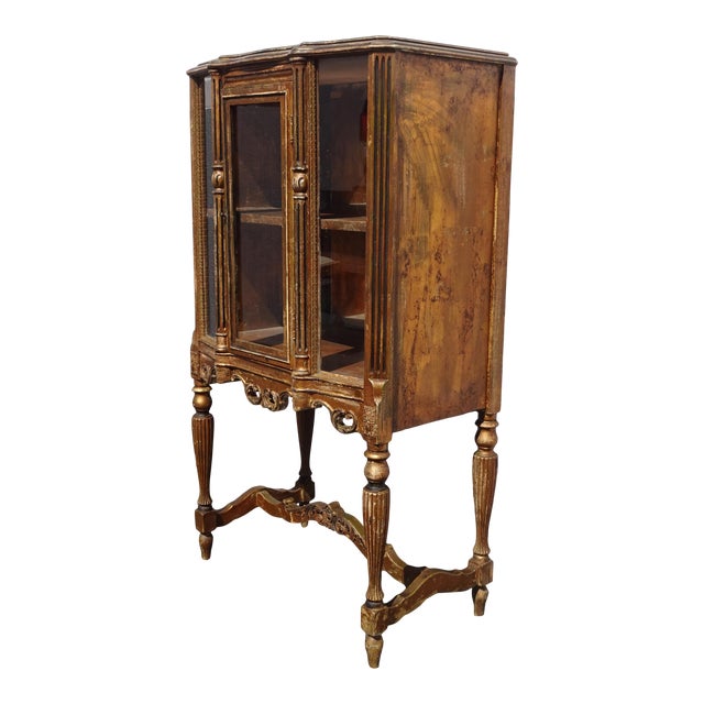 Antique French Rococo Louis Xvi Gold Display Curio Cabinet W Gold