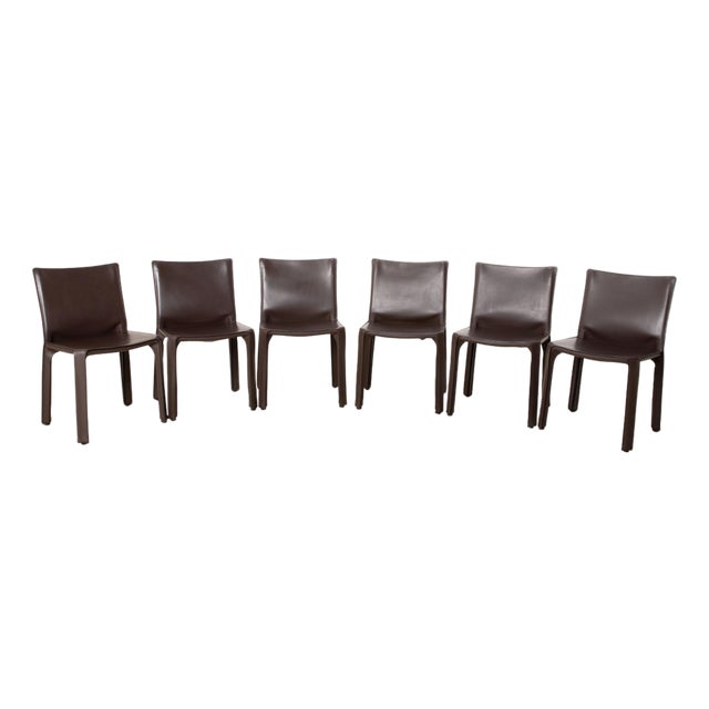 CAB 412 Chairs in Brown Leather by Mario Bellini for Cassina, Set of 6 For Sale