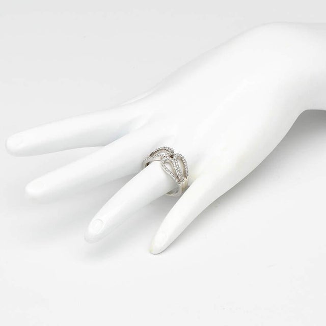 2010s 14KW Three Loop Diamond(.45) Pave Ring, size 7 For Sale - Image 5 of 5