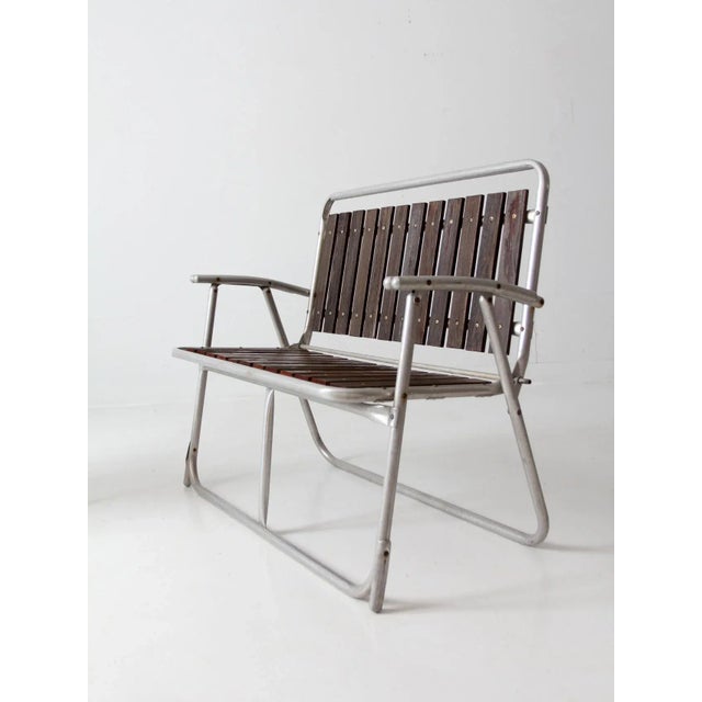 Mid Century Folding Outdoor Chair and Table Set For Sale - Image 10 of 13