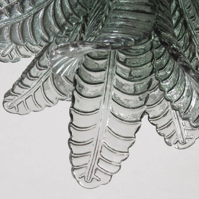 1990s Large Suspension Chandelier with Green Murano Glass Leaves, 1990s For Sale - Image 5 of 11