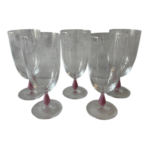 Set of 5 Villeroy & Boch Arezzo Pink Wine Glasses