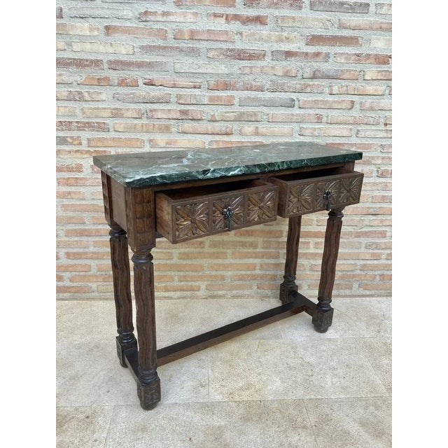 Early 20th Century Spanish Carved Walnut Console Table For Sale - Image 4 of 14