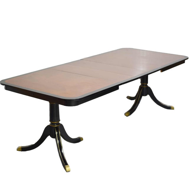 Mid Century Black Banded Dining Table With Extensions 95in For Sale - Image 11 of 11
