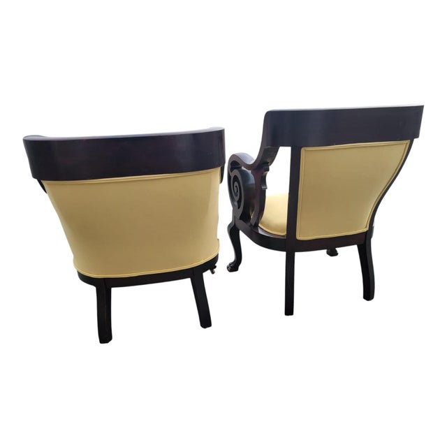 1920s 19th Century Walnut Empire Bedroom Chair Claw Feet-Newly Upholstered & Restored For Sale - Image 5 of 16