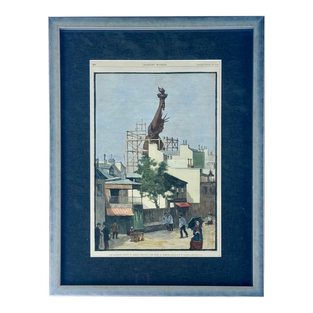 Statue of Liberty Under Construction Framed Print, Antique 1880s Harper’s Weekly (New York) For Sale