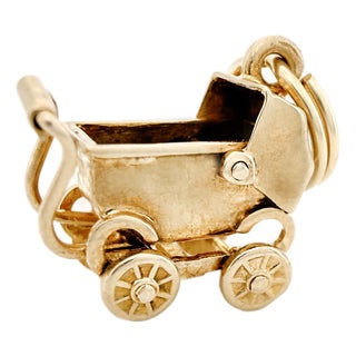 Vintage 14k Articulating Baby Stroller Charm For Sale