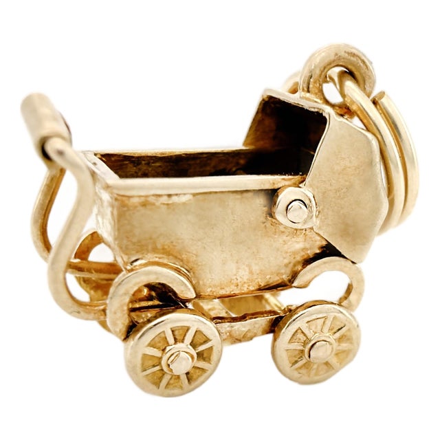 Vintage 14k Articulating Baby Stroller Charm For Sale