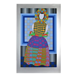 Victor Vasarely, Blomsterflicka, 1987 For Sale