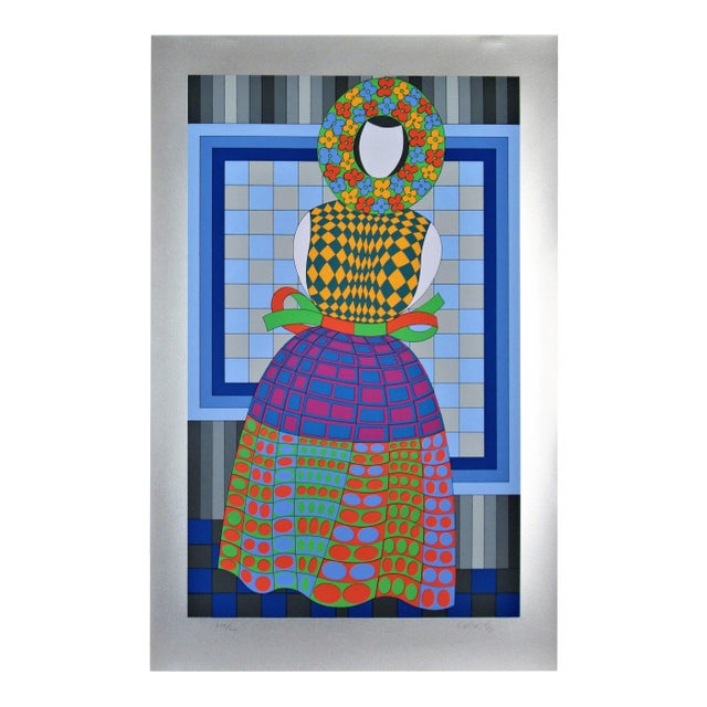 Victor Vasarely, Blomsterflicka, 1987 For Sale