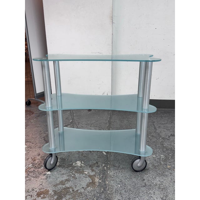 Postmodern Gallotti & Radice Late 20th Century Glass Shelving Cart For Sale - Image 3 of 12