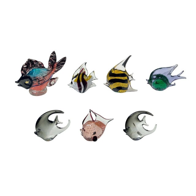 Vintage Colorful Murano Glass Fish Figurines- Set of 7 For Sale - Image 12 of 12