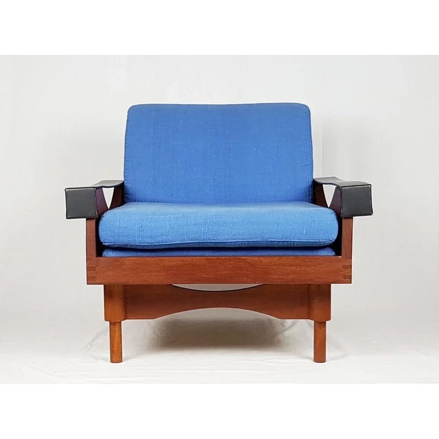 1960s Black Skai & Teak Kimono Armchairs by Sergio Saporiti for Fratelli Saporiti, 1960s, Set of 2 For Sale - Image 5 of 11