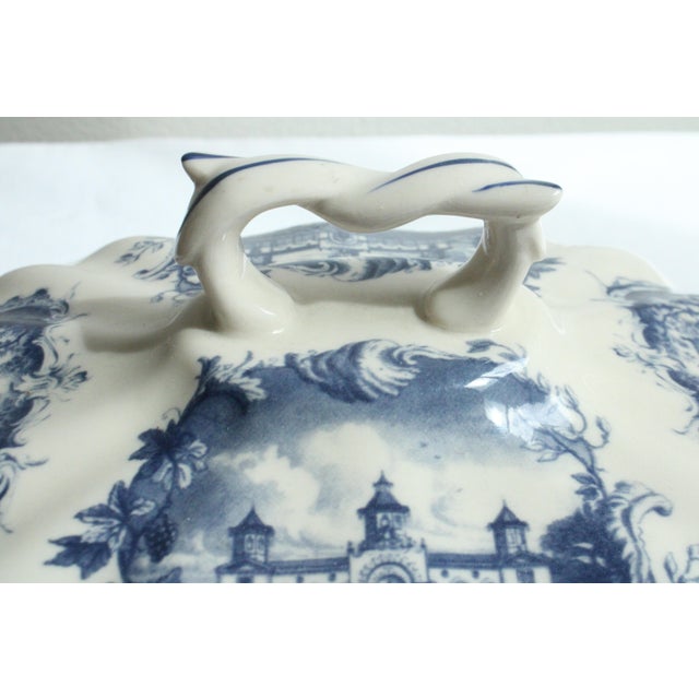 Staffordshire Victora Ware Flow Blue Style Ironstone Vegetable Dish For Sale - Image 4 of 7