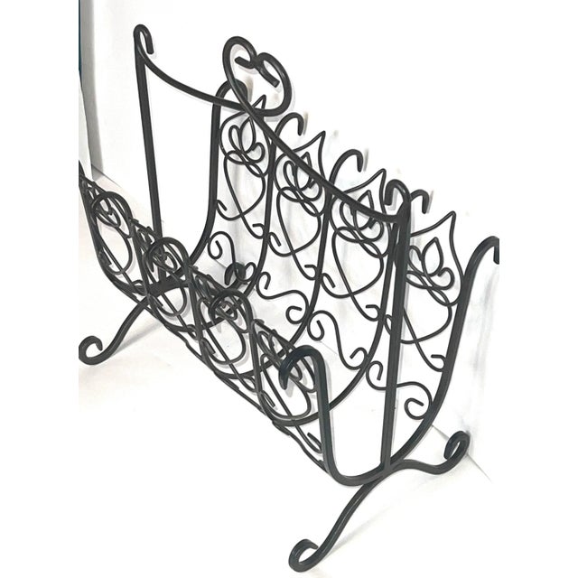 Black Iron French Victorian Magazine Firewood Rack For Sale In Washington DC - Image 6 of 11